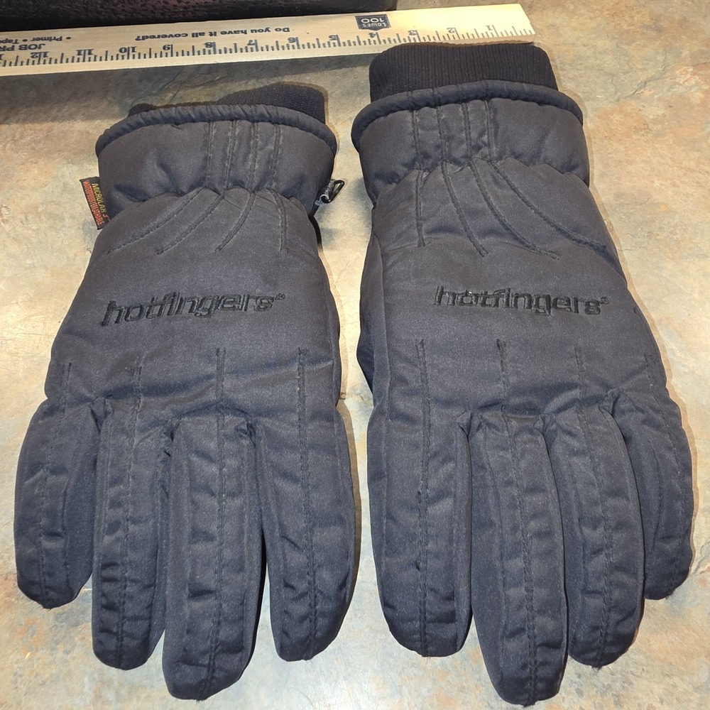 Vintage Ladies Hotfingers Ski Gloves Black Microlar3 Waterproof Breathable Large